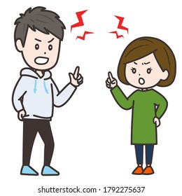 It is an illustration of a man and a woman arguing. Vector image.