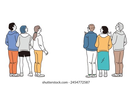 Illustration of a man and woman from behind with a simple touch