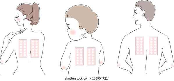 Illustration of a man, a woman and a child doing a patch test inspection