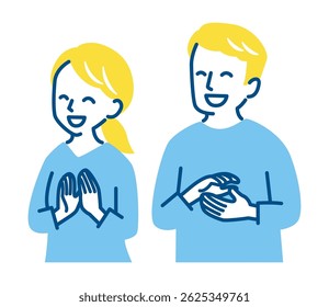 illustration of man and woman clapping hands