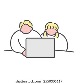 Illustration of a man and woman consulting and making plans