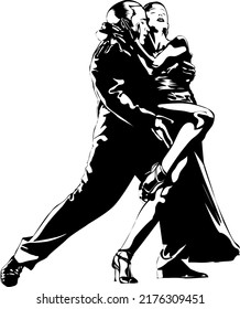 
illustration of man and woman dancing tango