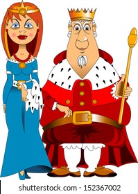 Illustration of a man and woman Dressed as a King and Queen