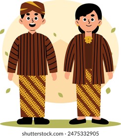 Illustration of a man and woman dressed in traditional Yogyakarta clothing, showcasing the rich cultural heritage of Indonesia