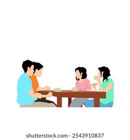 illustration of a man and woman drinking together in a cafe