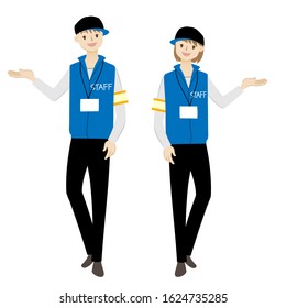 Illustration of man and woman of the event staff