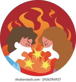 Illustration of a man and a woman fighting
