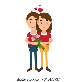 Illustration of man and woman in flat design. Vector