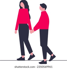 ilustración de un hombre y una mujer en la mano caminando juntos. Ilustración del vector