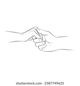 An illustration of man and woman hands, Symbol of affection and connectivity, A beautiful sketch of human hands