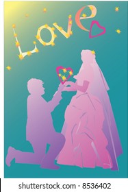 illustration with man, woman and heart symbol
