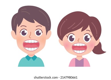 It is an illustration of a man and a woman laughing with white teeth. You can easily edit it with vector data.