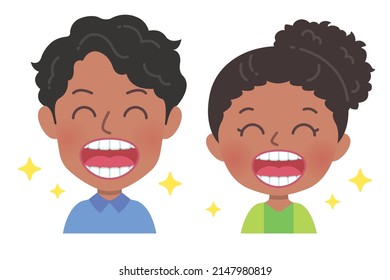 It is an illustration of a man and a woman laughing with white teeth. You can easily edit it with vector data.