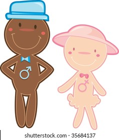 illustration of man and woman on white