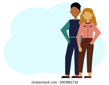 Illustration of a man and a woman. Place for text