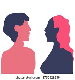 
Illustration with man woman relationship on white background for fashion lifestyle design. Cartoon vector background Happy family. Romantic illustration.