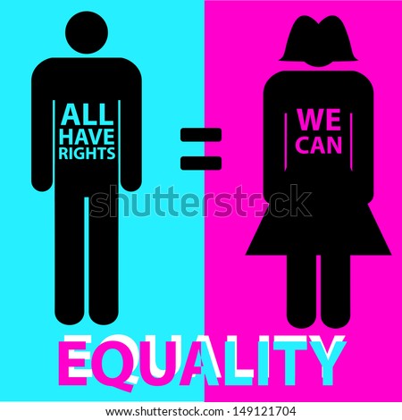Illustration Man Woman Representing Equality Between Stock Vector