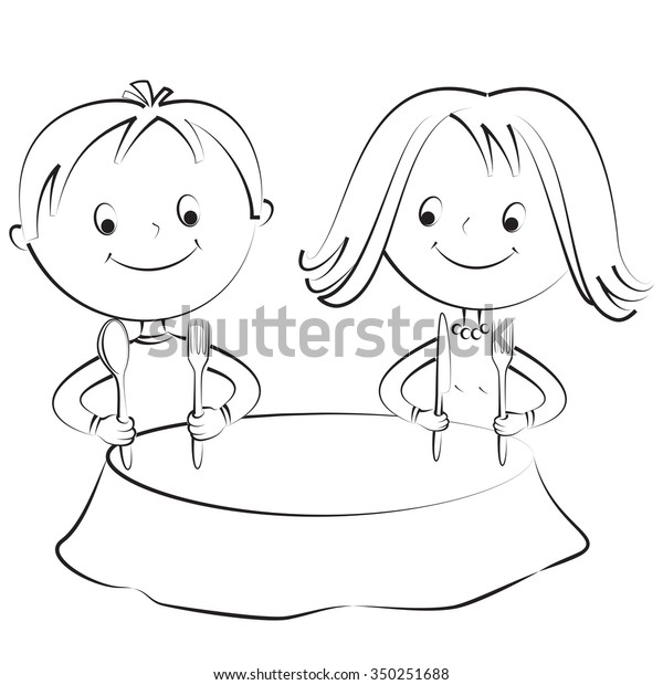 Illustration Man Woman Sitting Table Holding Stock Vector Royalty Free