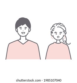 Illustration of a man and woman in their 30s. vector.