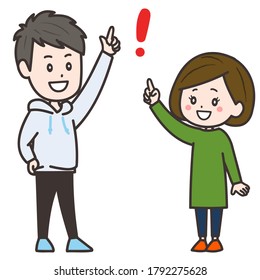 It is an illustration of a man and a woman who draw a good idea. Vector image.