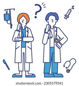 It is an illustration of a man and a woman who are in the medical profession.