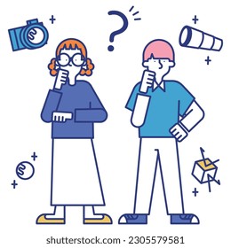 It is an illustration of a man and a woman who work as optical designers.