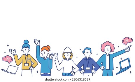 It is an illustration of a man and a woman who work as AI engineers.