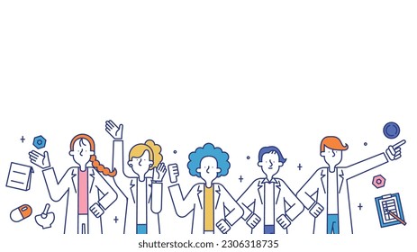 It is an illustration of a man and a woman who work as pharmacists.
