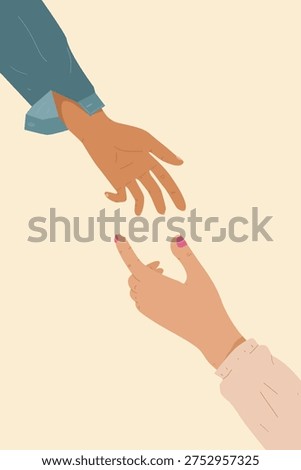 Illustration of a man and woman's hands reaching out to each other