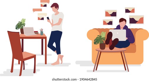 illustration-man-women-infront-laptop-doing-stock-vector-royalty-free