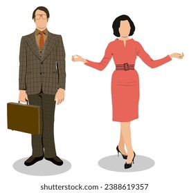 Illustration of man and women in retro style.