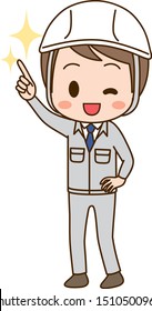 Illustration of a man in work clothes having a goal