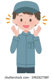 Illustration of a 
man of workers wearing work clothes
