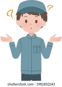 Illustration eines 
Arbeiter mit Arbeitskleidung