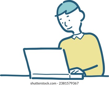 Illustration of a man working comfortably on a computer