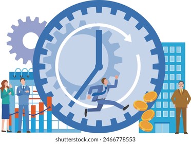 Illustration of a man working with gears