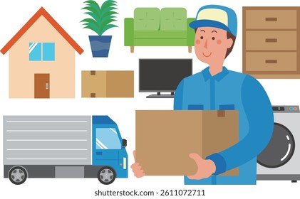 Illustration of a man working as a mover