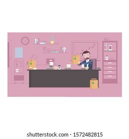 illustration of a man working in an office
