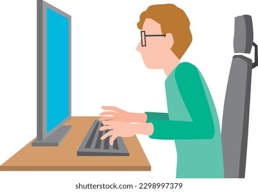 Illustration of a man working on a PC