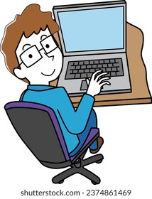 Illustration of a man working on a PC