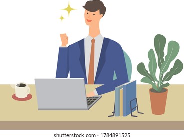 Illustration eines Mannes, der an einem PC arbeitet