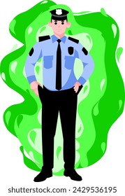 Illustration eines Mannes, der als Polizist arbeitet, flache Vektor-Illustration