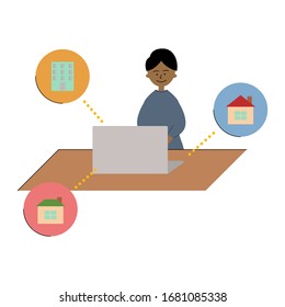 Illustration of man working remotely