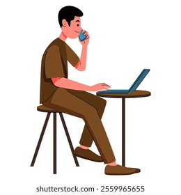 Illustration of a Man Working Remotely