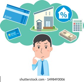 Illustration of a man worried about a mortgage