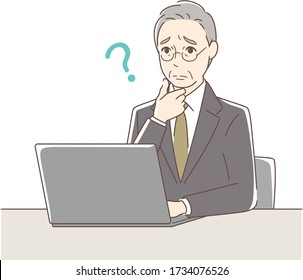 Illustration of a man worried about operating a computer