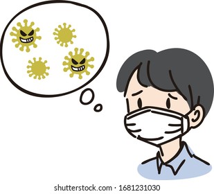 Illustration of a man worried about the virus
