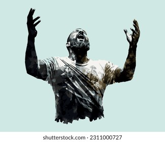 illustration of a man worshiping God