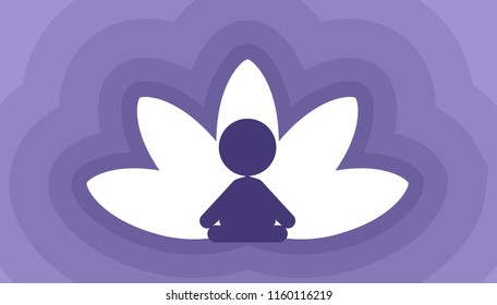 Illustration of a Man In Yoga Pose Inside a Lotus Flower Design