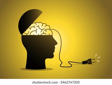 An illustration of The manager gives a full battery to a exhausted businessman.